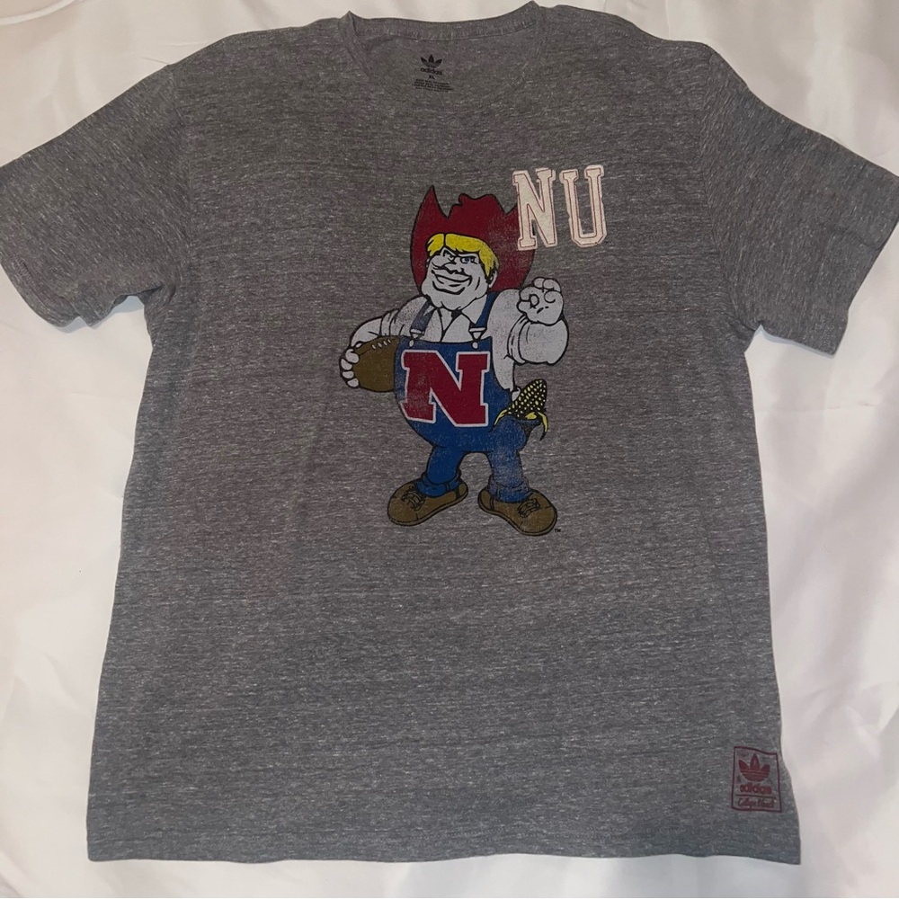 Adidas Gray T-Shirt with Cartoon Graphic